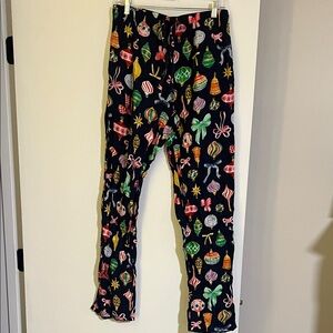Old Navy Tall Pajama Bottoms - Black with Colorful Holiday Patterns (x2)